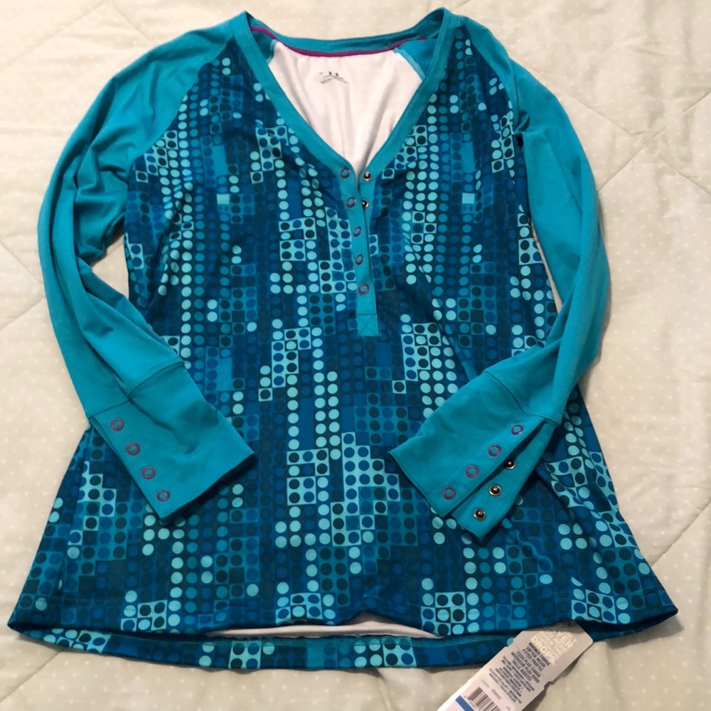 NWT UNDER ARMOUR WOMENS XL LONG SLEEVE COLD GEAR turquoise pattern